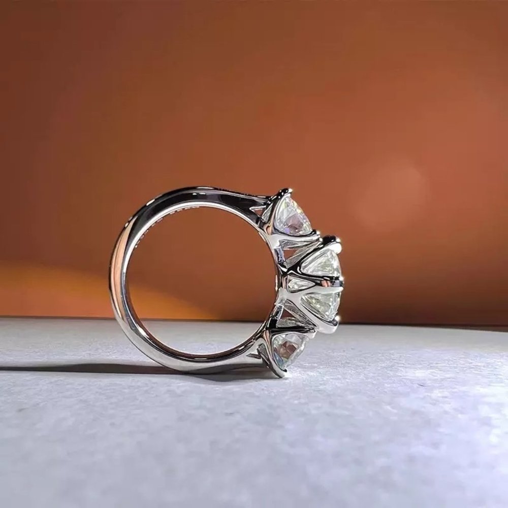 Certified 5ct. t.w. Diamond Three-stone Brilliant Cut Engagement Ring - Picture 4 of 16